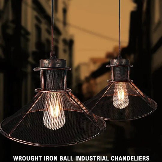 Loft Modern American Style Umbrella Grid Iron Pendant Lamps E27 Lights Illumination For