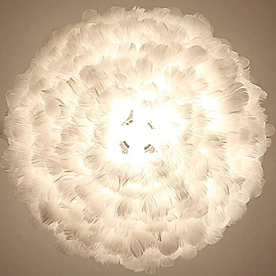 Loft Modern White Nature Goose Feather Pendant Lights Romantic E27 Led Lamps For Home Restaurant