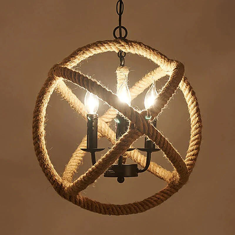 Loft Style Nordic Retro Creative Clothing Store Coffee Hall Rope Chandelier Industrial Lamp