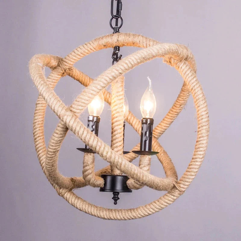 Loft Style Nordic Retro Creative Clothing Store Coffee Hall Rope Chandelier Industrial Lamp