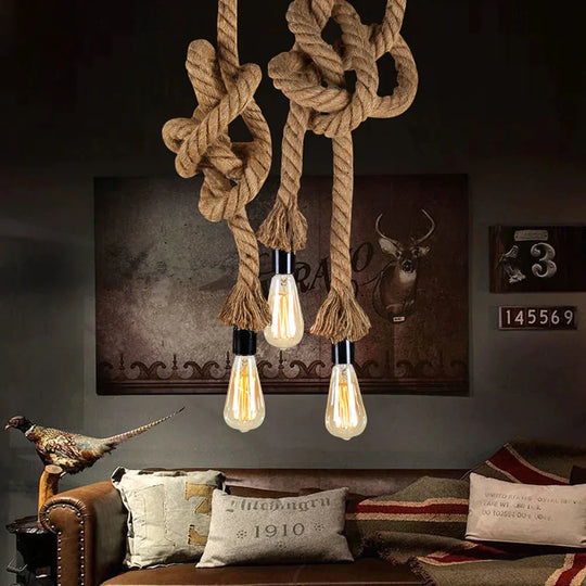 Vintage Hemp Rope Pendant Light E27 Loft Creative Personality Industrial Lamp For Restaurant Coffee