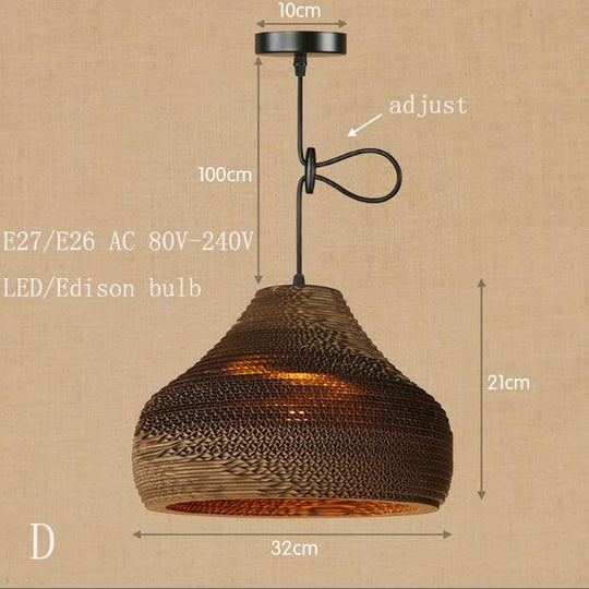 Modern Nordic Pendant Light Hanging E27 Led Origami Paper Shade Lamp Bar Restaurant Living Room