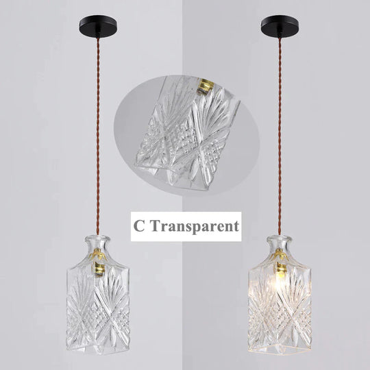 Modern Minimalist Vintage Wine Bottle Pendant Lights Decoration Indoor Lighting Transparent C