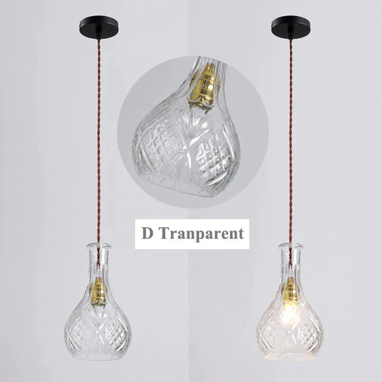 Modern Minimalist Vintage Wine Bottle Pendant Lights Decoration Indoor Lighting Transparent D