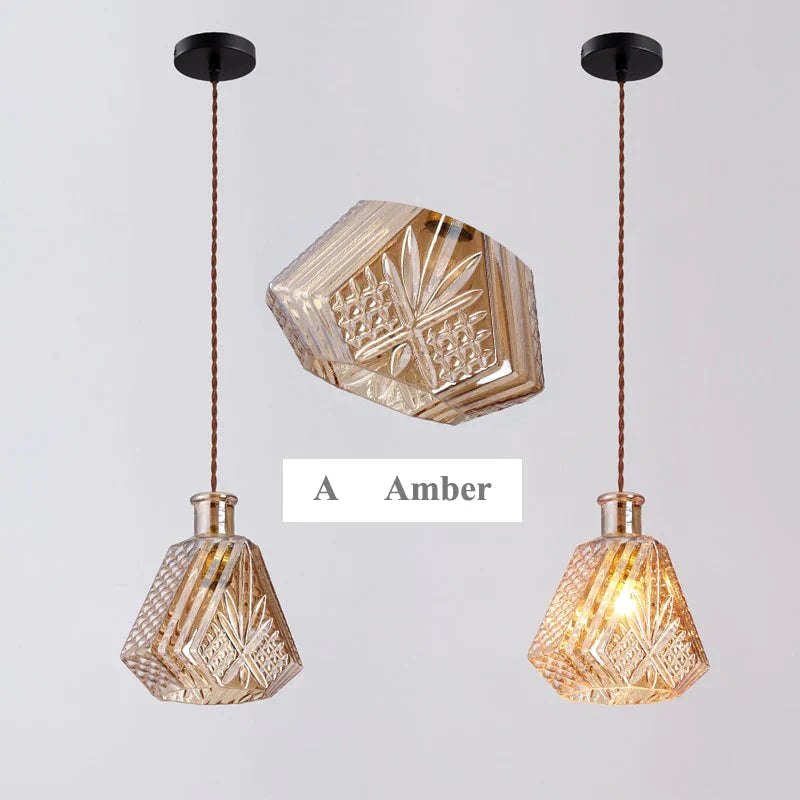 Modern Minimalist Vintage Wine Bottle Pendant Lights Decoration Indoor Lighting Amber A