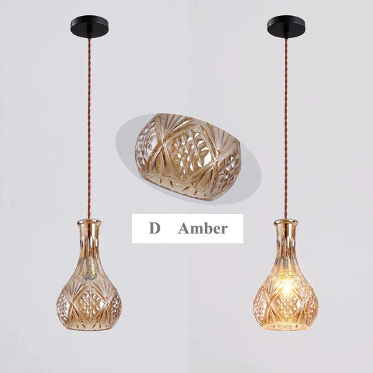 Modern Minimalist Vintage Wine Bottle Pendant Lights Decoration Indoor Lighting Amber D