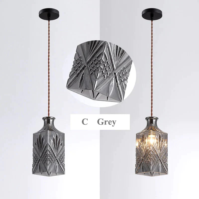 Modern Minimalist Vintage Wine Bottle Pendant Lights Decoration Indoor Lighting Grey C