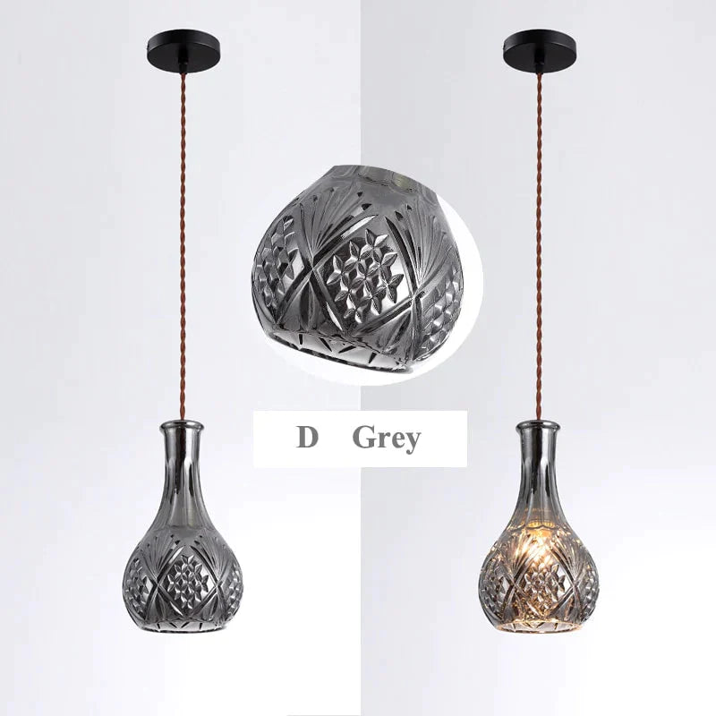 Modern Minimalist Vintage Wine Bottle Pendant Lights Decoration Indoor Lighting Grey D