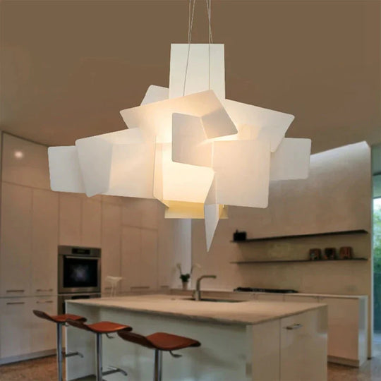 Modern Big Bang Led Pendant Lights White/Red Stacking Acrylic Lamps Suspension Lustres De Teto