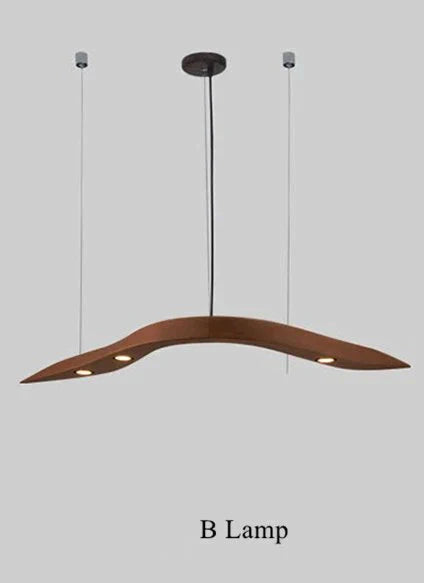 Designer Creative Solid Wood Bent Pendant Light Modern Simple Art Restaurant Led For Dining Room