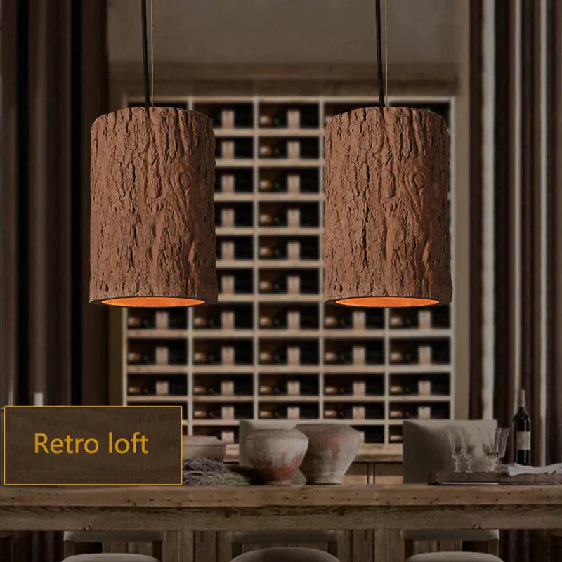 Retro Loft Nordic Stump Style Cement Pendant Lights Modern Led E27 Cord Lamp For Restaurant Living