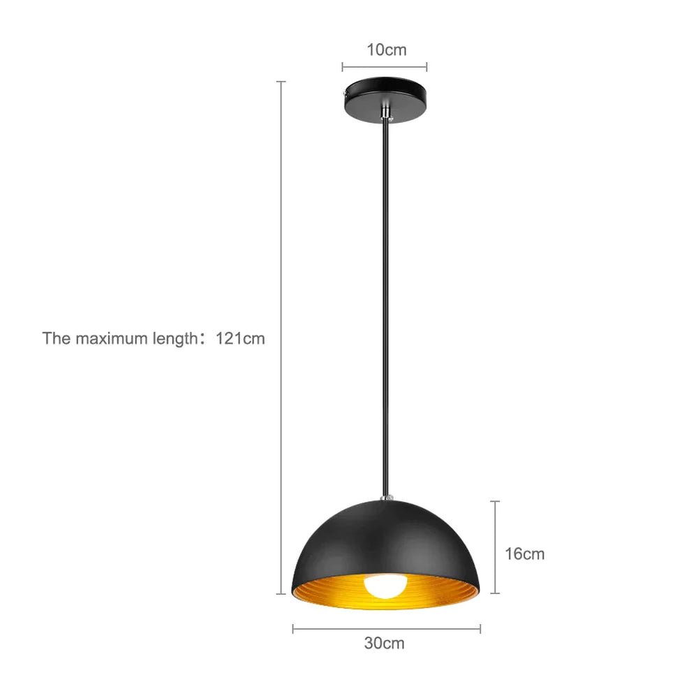 Vintage Pendant Light Metal Semicircle Loft Hanging Lamp For Dining Room Bar Cafe Kitchen Indoor