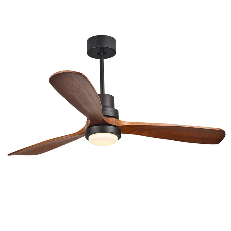 Modern Remote Control 52 Inch Wooden Blades Retro Ceiling Fan With Input 15W Lights Pendant