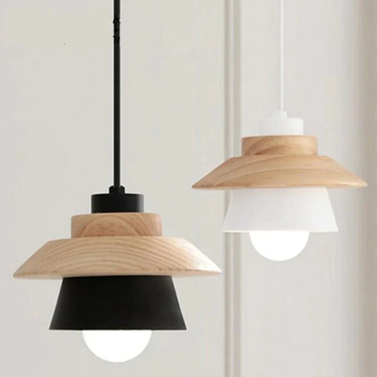 Modern Pendant Lamp Light Natural Simple Wooden Lighting Fixture For Loft Cafe Bar Living Room