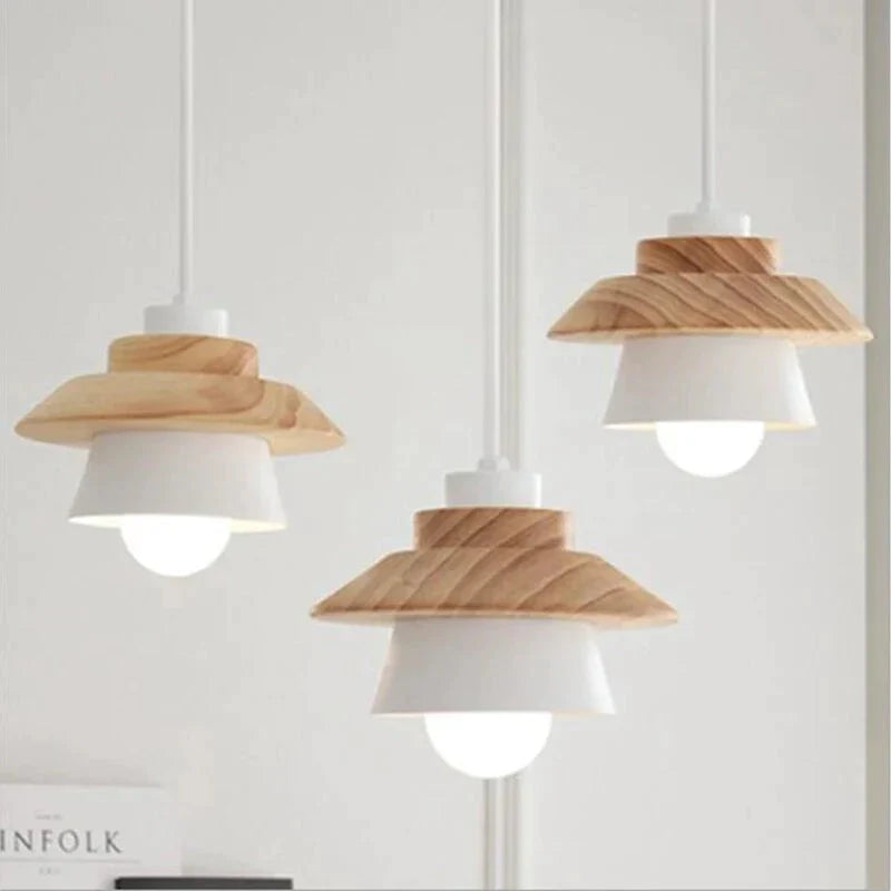 Modern Pendant Lamp Light Natural Simple Wooden Lighting Fixture For Loft Cafe Bar Living Room