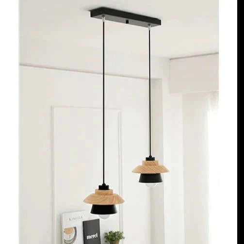 Modern Pendant Lamp Light Natural Simple Wooden Lighting Fixture For Loft Cafe Bar Living Room