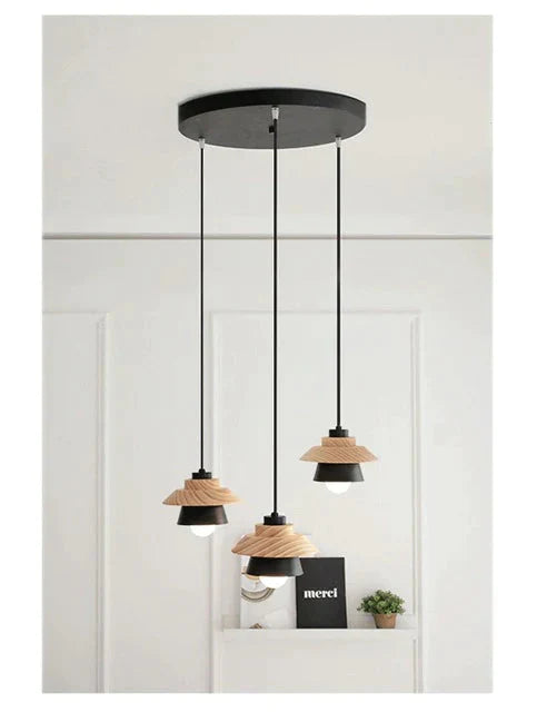 Modern Pendant Lamp Light Natural Simple Wooden Lighting Fixture For Loft Cafe Bar Living Room