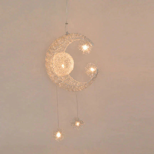 Modern Pendant Lights Kid’s Room Lighting Moon Star Child Bedroom Lamps Aluminum Handing Lamp For