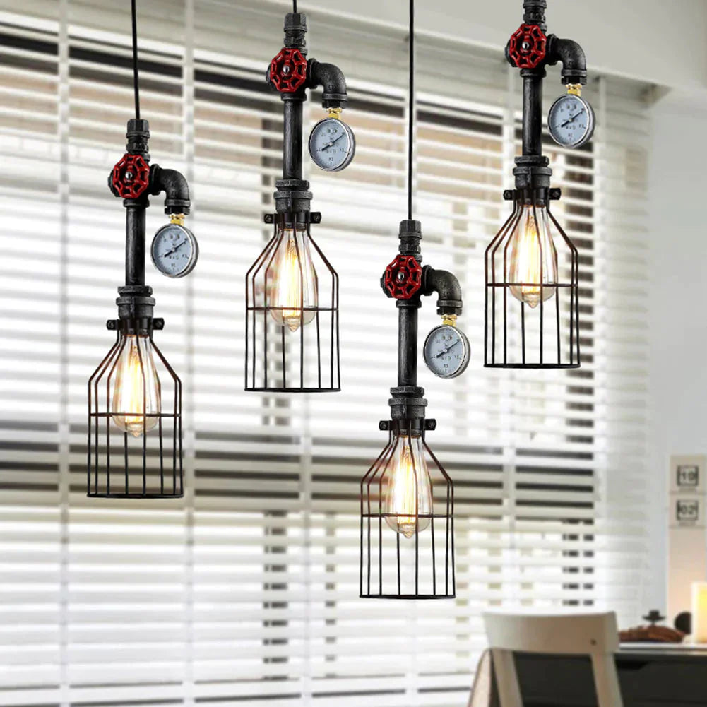 E26/E27 Retro Loft Style Pendant Lamp Water Pipe Industrial Vintage Fixtures Bar Dinning Room Living