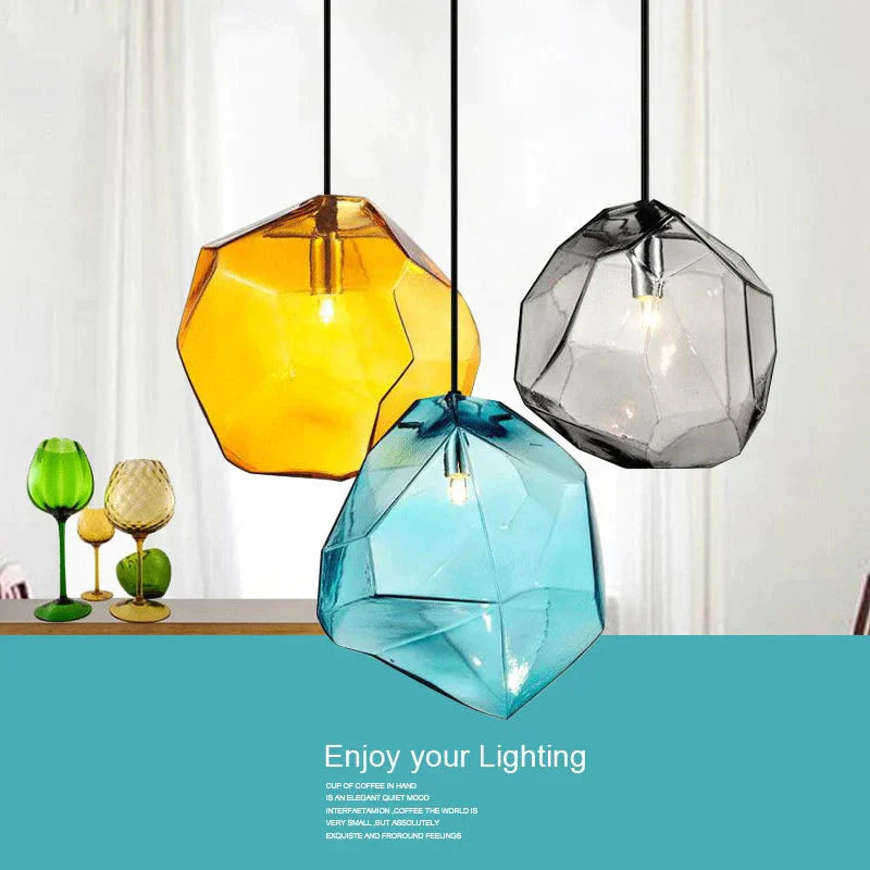 Modern Minimalist Pendant Lights Creative Colorful Glass Lamps Restaurant Led Indoor Home Lighting