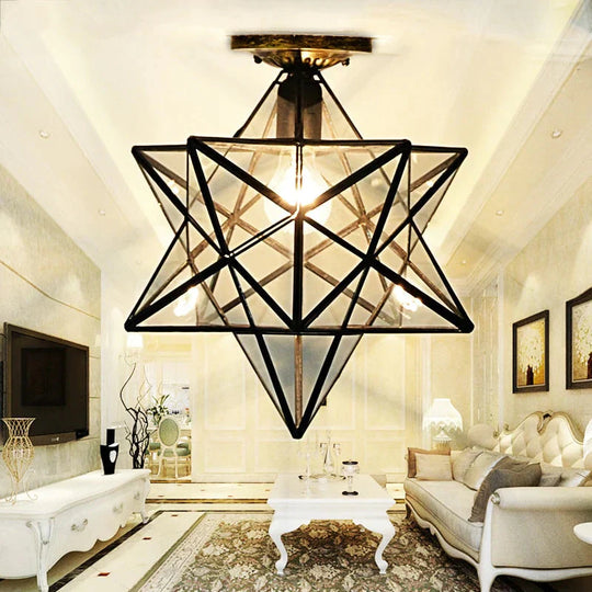 Loft Vintage Pendant Lamp Light Shooting Star Tiffany Glass Lighting Ceiling For Home Aisle