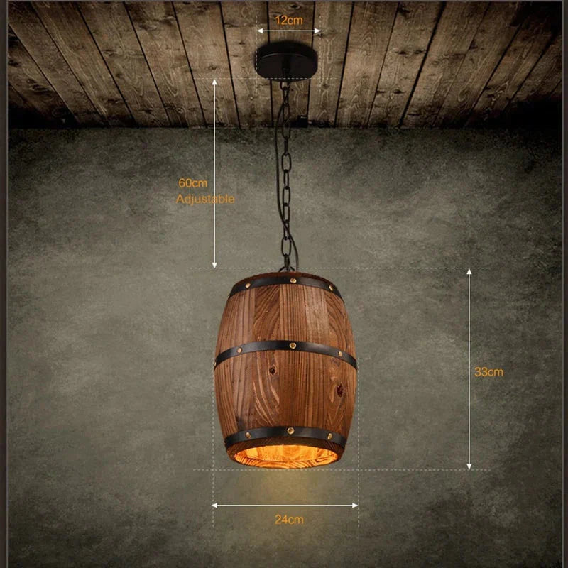 Pendant Lights Lamp Shade Industrial Vintage Wood Barrel Retro Light For Bar Shop Cafe Dining Room