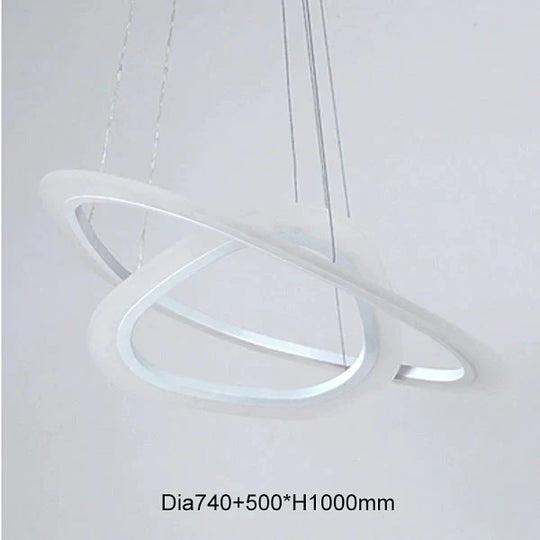 Modern Led Pendant Lights For Living Room Dining 3/2/1 Triangle Rings Acrylic Aluminum Body Lamp 2