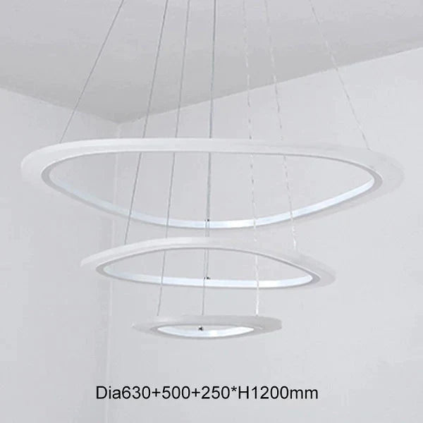 Modern Led Pendant Lights For Living Room Dining 3/2/1 Triangle Rings Acrylic Aluminum Body Lamp 3