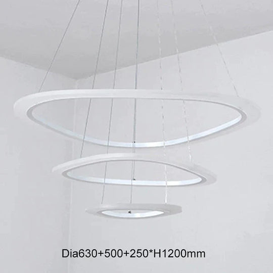 Modern Led Pendant Lights For Living Room Dining 3/2/1 Triangle Rings Acrylic Aluminum Body Lamp 3