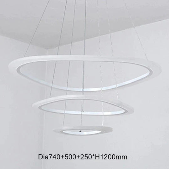 Modern Led Pendant Lights For Living Room Dining 3/2/1 Triangle Rings Acrylic Aluminum Body Lamp 3