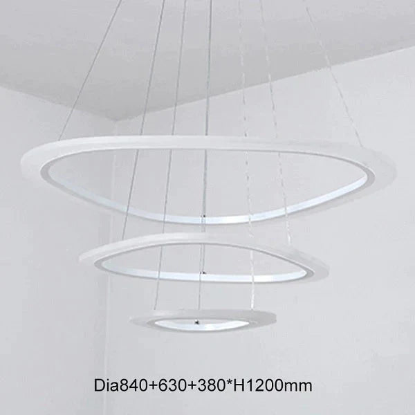 Modern Led Pendant Lights For Living Room Dining 3/2/1 Triangle Rings Acrylic Aluminum Body Lamp 3