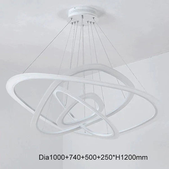 Modern Led Pendant Lights For Living Room Dining 3/2/1 Triangle Rings Acrylic Aluminum Body Lamp 4
