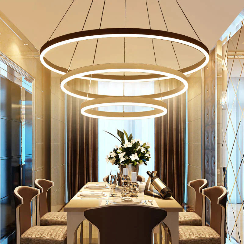 Circel Rings Modern Led Pendant Lights For Dining Living Room Acrylic Cerchio Anello Lampadario