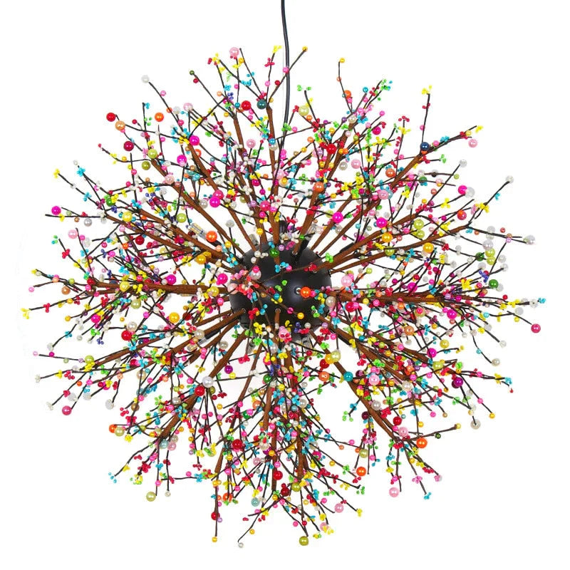 Retro Loft Spark Colorful Fireworks Acrylic Wrought Iron Chandelier For Dining Living Room Kitchen