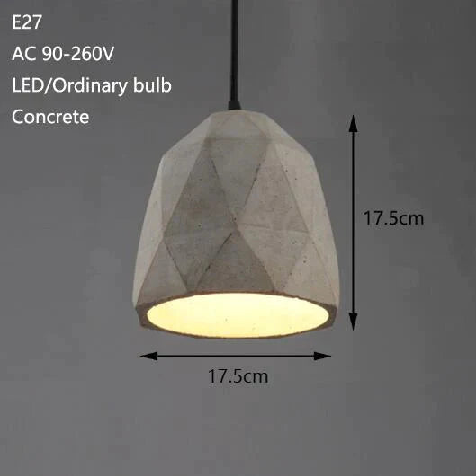Retro Loft Concrete Pendant Light E27 Led Industrial Deco Hanging Lamp Cement With 5 Styles For