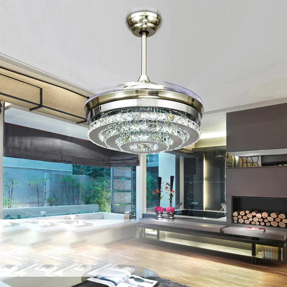 Led Modern Crystal Acrylic Pendant Fan Lamp.led Light.pendant Lights.led Lamp For Foyer Bedroom
