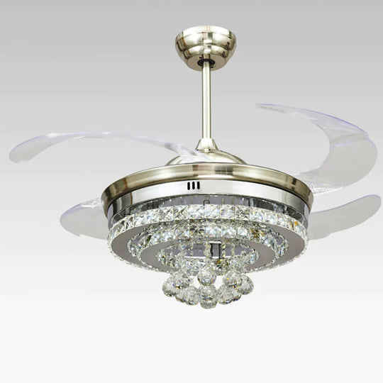 Led Modern Crystal Acrylic Pendant Fan Lamp.led Light.pendant Lights.led Lamp For Foyer Bedroom