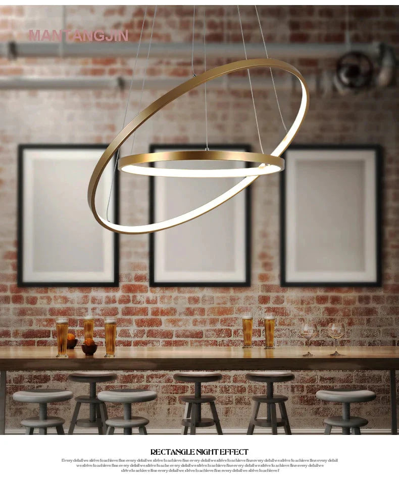 Black/White/Golden Modern Pendant Lights For Living Room Dining 4/3/2/1 Circle Rings Acrylic