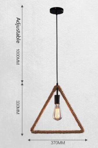 Vintage Iorn Painted Creative Geometric Rope Pendant Lights Led Lamp For Living Room Bedroom
