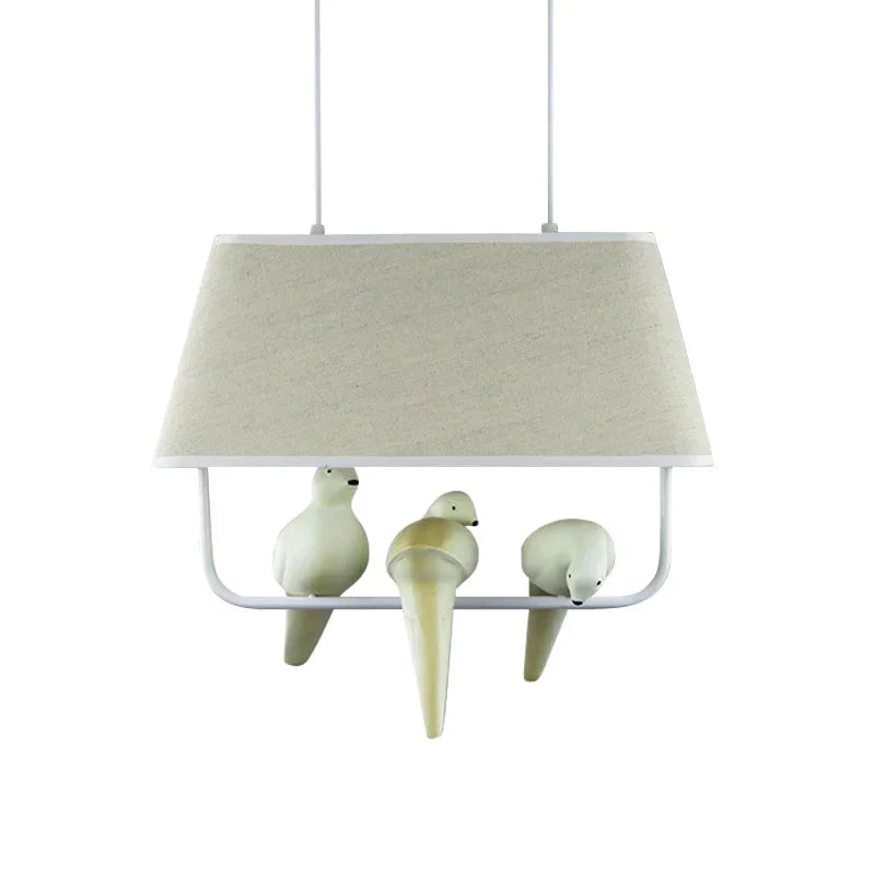 Vintage Pendant Lights For Dining Room Kitchen Fixtures Resin Bird Fabric Lampshade Restaurant