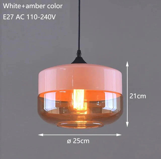 Nordic Modern Loft Hanging Glass Pendant Light For Kitchen Bar Living Room Bedroom White And Amber 1