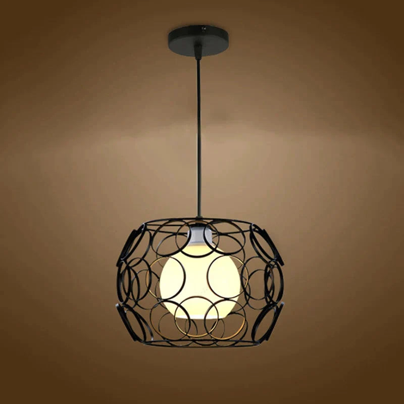 Modern Iron Painted Minimalist Corrugated Lampshade Pendant Lamp E27 Led Light For Living Room