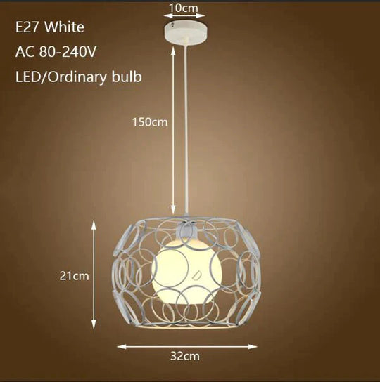 Modern Iron Painted Minimalist Corrugated Lampshade Pendant Lamp E27 Led Light For Living Room