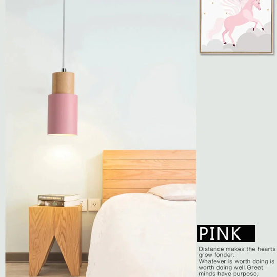 Designer Nordic Simple Wood Pendant Lights Led Hang Lamp Colorful Aluminum Fixture Kitchen Island