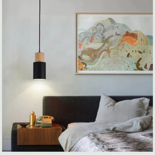 Designer Nordic Simple Wood Pendant Lights Led Hang Lamp Colorful Aluminum Fixture Kitchen Island