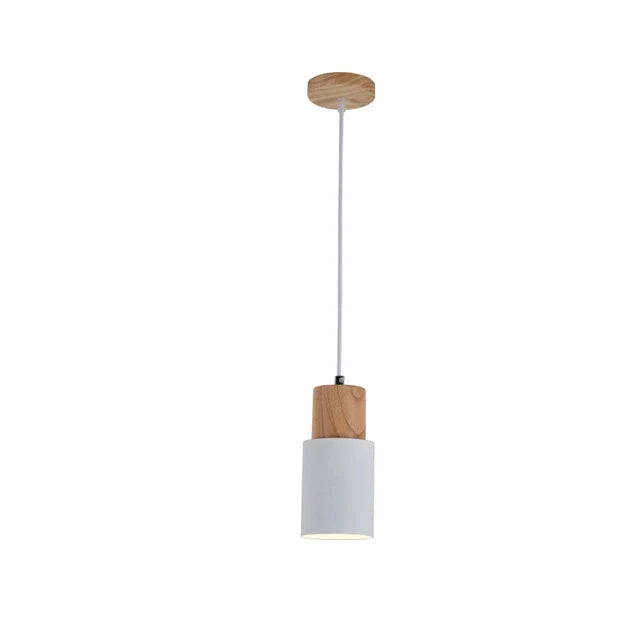 Nordic Simple Wood Pendant Lights Led Hanging Colorful Aluminum Lighting White / Without Bulb