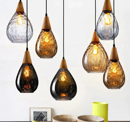 Retro Led Glass Pendant Lights Lamparas De Techo Colgante For Loft Bedroom Living Room Industrial