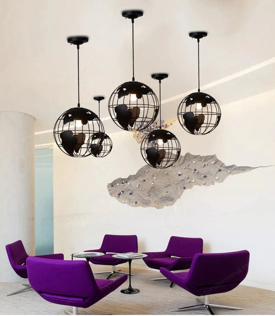 Modern Globe Pendant Lights Black/White Lamps For Bar/Restaurant Hollow Ball Ceiling Fixtures Light