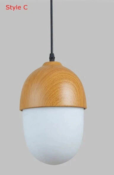 Imitation Wood Nut Pendant Lamp Industrial Retro Kitchen Shade Light For Dining Room Restaurant