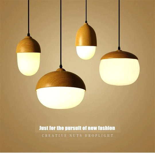 Imitation Wood Nut Pendant Lamp Industrial Retro Kitchen Shade Light For Dining Room Restaurant